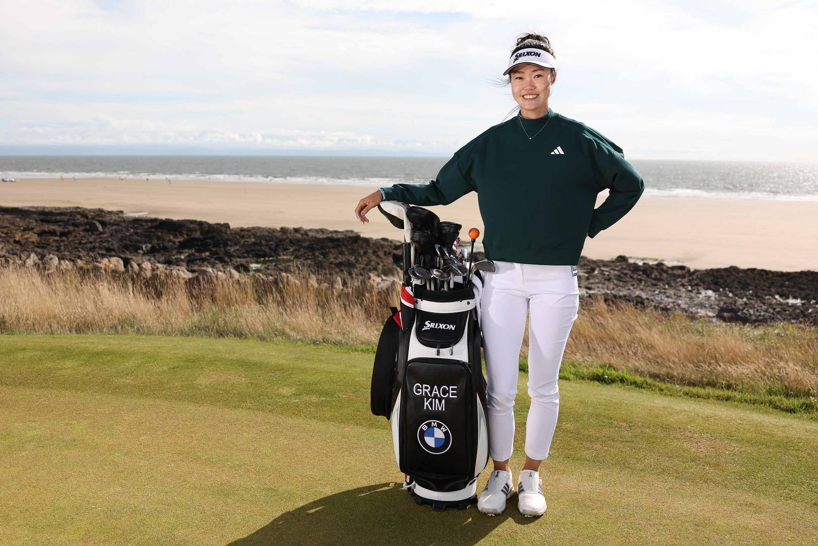 Grace Kim at Royal Porthcawl ahead of the AIG Women